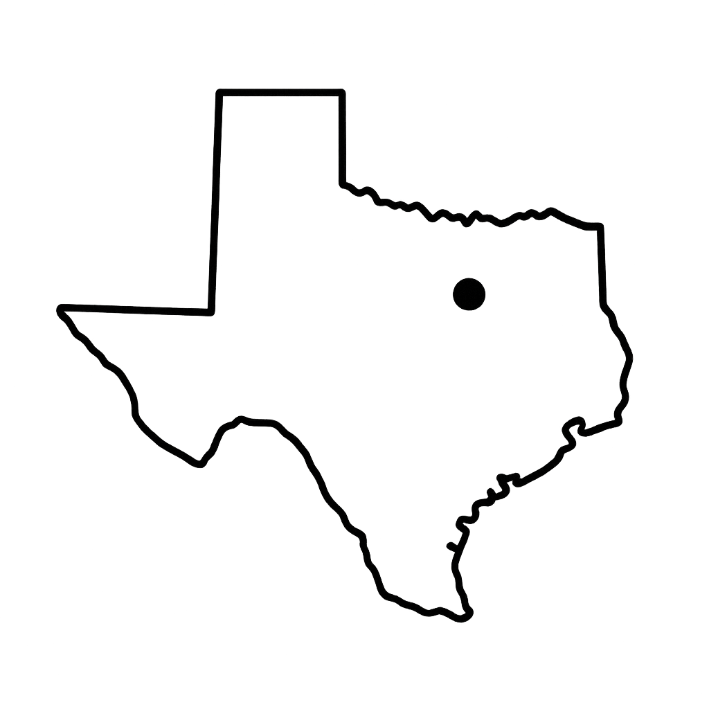 Texas map with Dallas location marked
